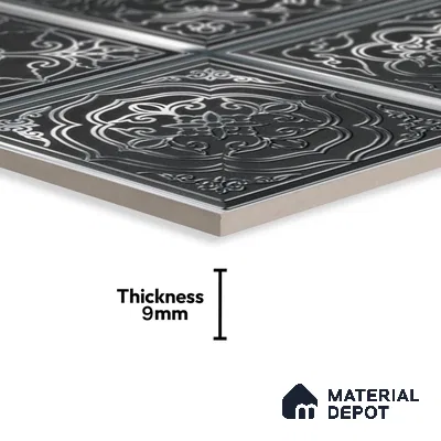 Metallic Wall Tile TL 07235 B Silver Royale 1 ft x 1 ft Ceramic Matte Finish - 9 mm  | 2 mm Spacer is Mandatory | Suitable For Bathroom, Kitchen, Dining Area | Please Expect a Slight Variation of Pattern (Sample)
